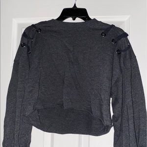 Dark gray shoulder buckled sweater